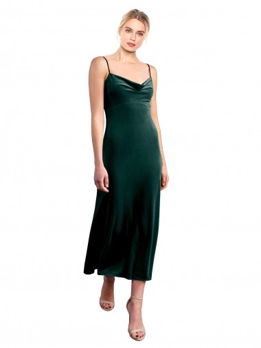 Purchase Midi Length Cowl Neck Velvet Slip Cocktail Prom Dress / Homecoming Dress UK