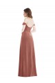 Purchase Off the Shoulder Flounce Sleeve Velvet Maxi Prom Dress & Pockets UK