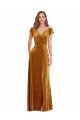 Purchase Cap Sleeve Faux Wrap Velvet Maxi Prom Dress with Pockets UK