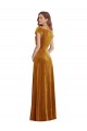 Purchase Cap Sleeve Faux Wrap Velvet Maxi Prom Dress with Pockets UK