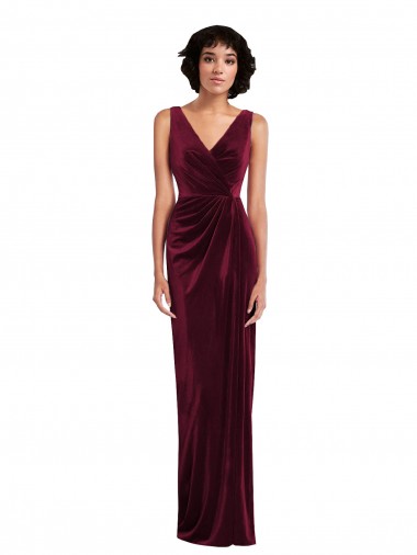 Purchase Draped Skirt Faux Wrap Velvet Maxi Prom Dress UK