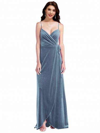 Purchase Velvet Wrap Maxi Prom Dress with Pockets UK