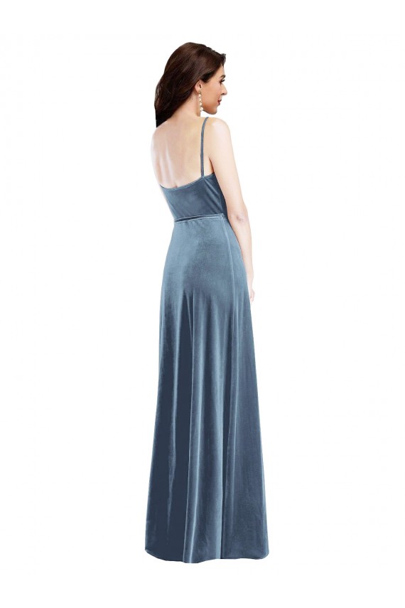 Purchase Velvet Wrap Maxi Prom Dress with Pockets UK