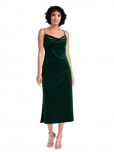 Purchase Midi Length Cowl Neck Velvet Short Slip Cocktail Prom Dress / Homecoming Dress UK