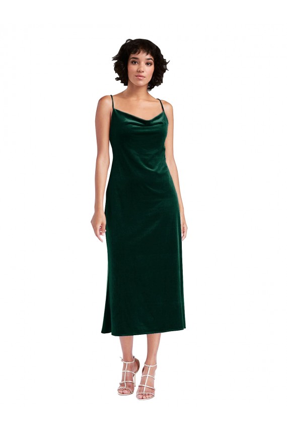 Purchase Midi Length Cowl Neck Velvet Short Slip Cocktail Prom Dress / Homecoming Dress UK