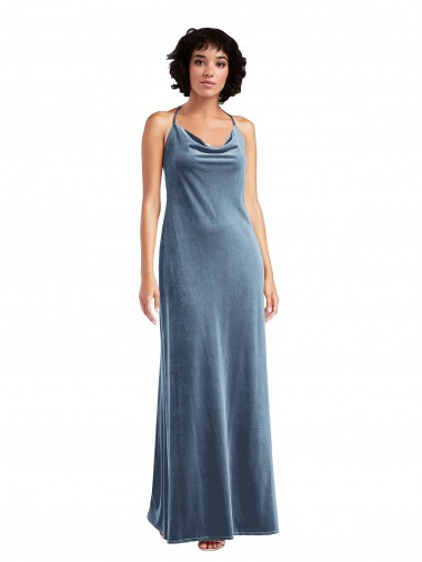 Purchase Cowl Neck Velvet Maxi Slip Prom Dress UK