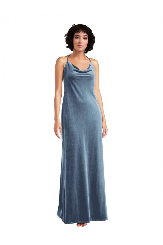 Purchase Cowl Neck Velvet Maxi Slip Prom Dress UK