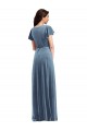 Purchase Flutter Sleeve Velvet Wrap Maxi Prom Dress with Pockets UK