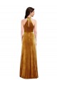 Purchase High-Neck Halter Velvet Maxi Prom Dress with Front Slit UK