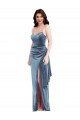 Purchase Spaghetti Strap Velvet Maxi Prom Dress with Draped Skirt UK