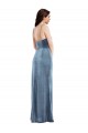 Purchase Spaghetti Strap Velvet Maxi Prom Dress with Draped Skirt UK