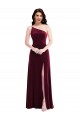 Purchase One Shoulder Spaghetti Strap Velvet Maxi Prom Dress with Pockets UK