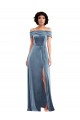 Purchase Draped Cuff Off the Shoulder Velvet Maxi Prom Dress with Pockets UK