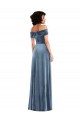 Purchase Draped Cuff Off the Shoulder Velvet Maxi Prom Dress with Pockets UK