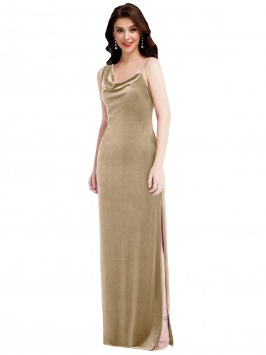 Purchase Asymmetrical One Shoulder Velvet Maxi Slip Prom Dress UK