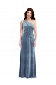 Purchase One Shoulder Draped Velvet Maxi Prom Dress UK