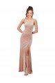 Purchase One Shoulder Stretch Velvet Prom Dress with Front Slit UK