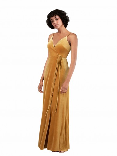 Purchase Romantic Velvet Floor Length Prom Dress with Wrap Detail UK