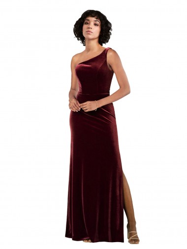 Purchase One Shoulder Floor-Length Velvet Prom Dress UK