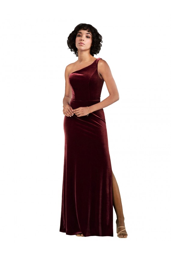 Purchase One Shoulder Floor-Length Velvet Prom Dress UK