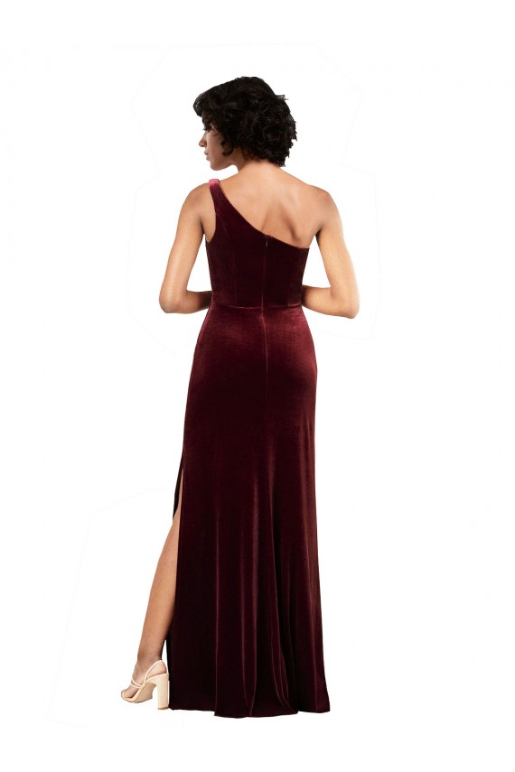 Purchase One Shoulder Floor-Length Velvet Prom Dress UK