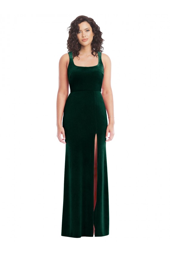 Purchase Square Neck Long Velvet Maxi Prom Dress UK