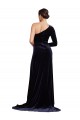 Purchase One Sleeve Long Velvet Prom Dress with Thigh High Split UK