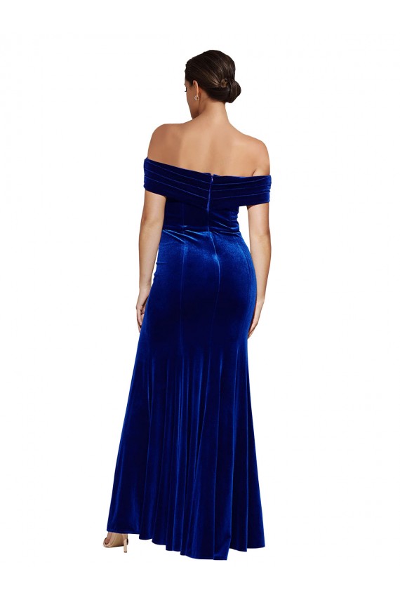 Purchase Full Length Long Velvet Prom Dress with Side Split UK