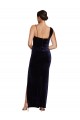 Purchase Long Velvet Prom Dress with Side Thigh Split and Shoulder Tie UK