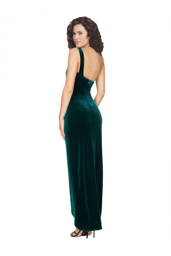 Purchase One Shoulder Velvet Front Wrap Prom Dress  UK