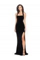 Purchase Halter Neck Wide Straps Long Velvet Prom Dress with Side Split UK