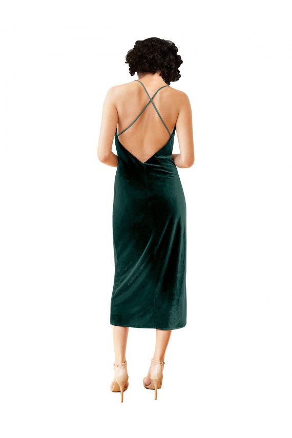 Purchase Midi Length Sleek Cowl Neckline Short Velvet Cocktail Prom Dress / Homecoming Dress UK