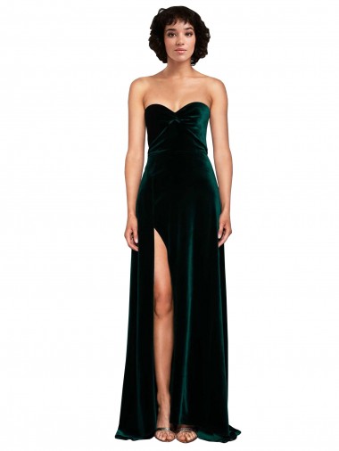 Purchase Sweetheart Fluid Velvet Prom Dress with High Split UK