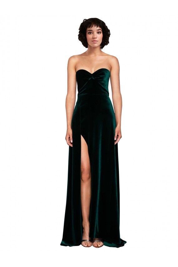 Purchase Sweetheart Fluid Velvet Prom Dress with High Split UK